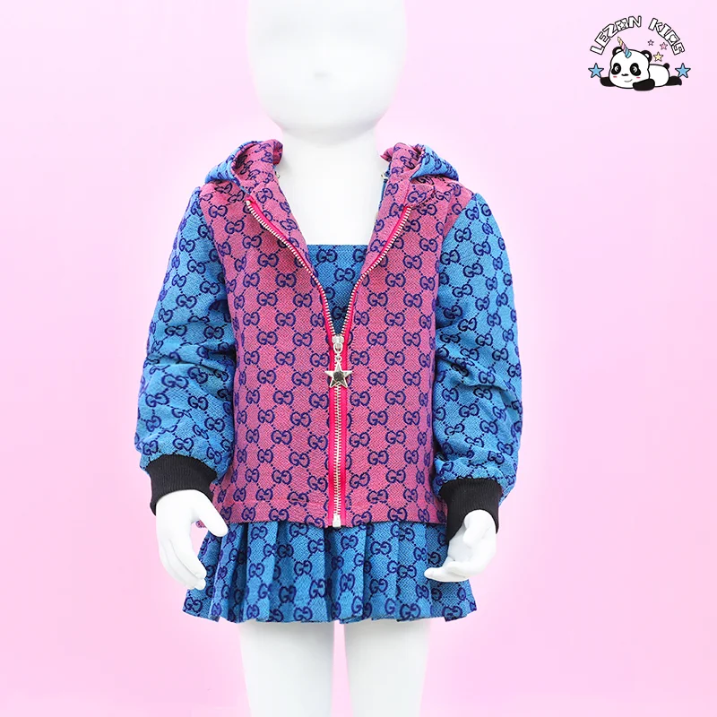 LEZONKIDS - Customizable Fashion Kids Clothing Two Piece Sets Baby Girls Top with Dress OEM Cotton Style